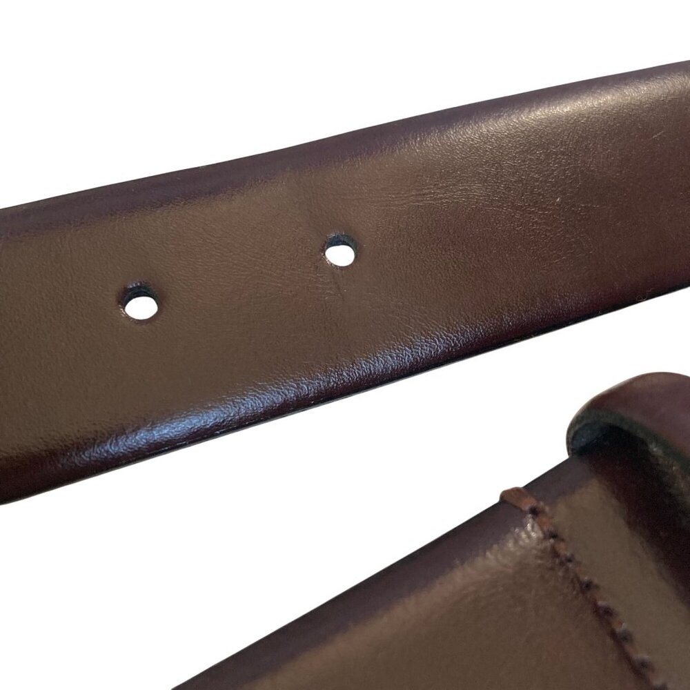 Jos A Bank Brown Leather Dress Belt Mens 34 Brushed Nickel Buckle Made In Italy - Picture 4 of 9